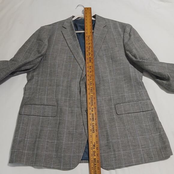 NWOT Joseph Abboud 48L Linen & Wool Grey Window Pane Lined Blazer tailored fit - Picture 11 of 14